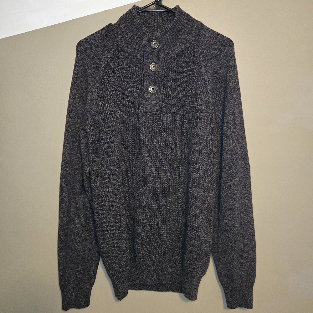 Weatherproof Original Vintage Men's Blue/Brown Sweater Size Large Preppy Buttons